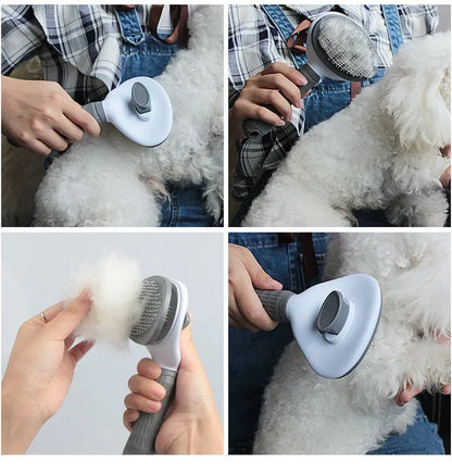 Self-Cleaning Slicker Grooming Brush With One-Click Deshedding And Skin Massage For Pets