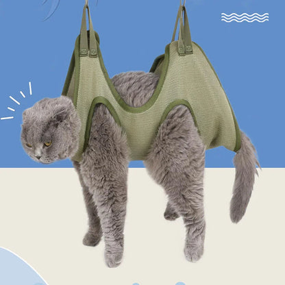 Cat Grooming Restraint Hammock With Ergonomic Suspension For Nail Trimming And Grooming