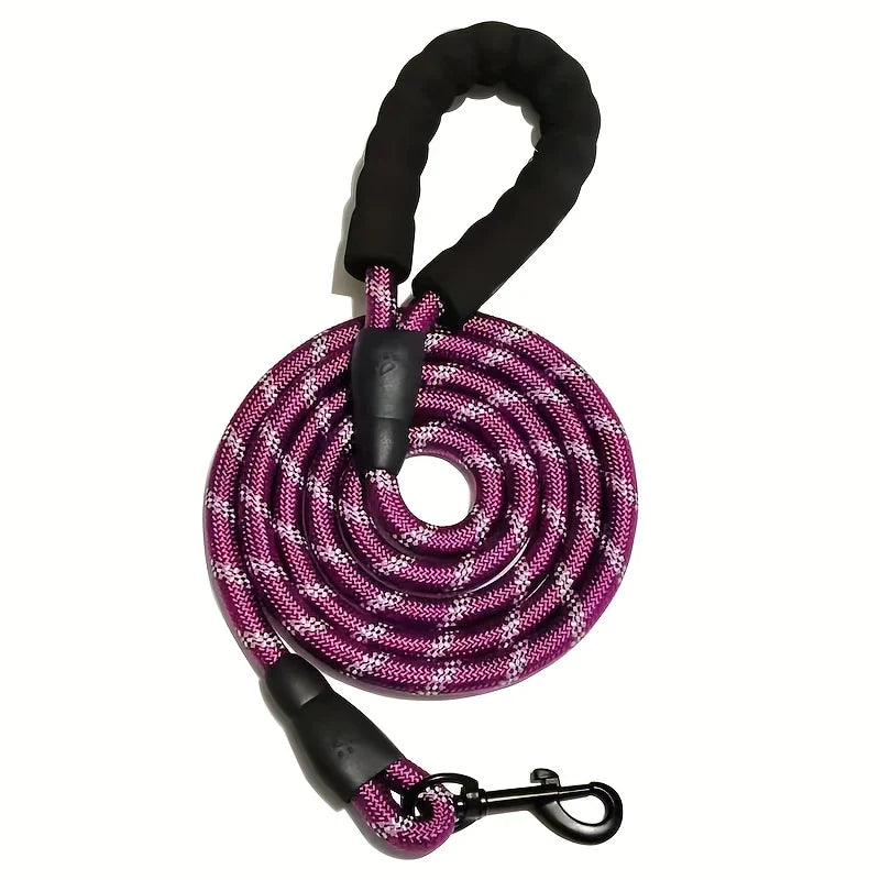 Heavy Duty Dog Lead With Padded Handle, Reflective Climbing-Grade Rope & Swivel Clasp