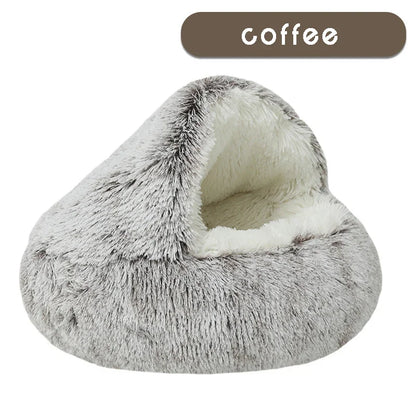 Calming Hooded Cat Bed With Self-Warming Plush Cave For Anxiety Relief And Orthopedic Comfort