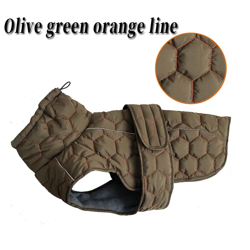 High Neck Thermal Dog Coat With Polar Fleece Lining And Reflective Winter Safety Jacket