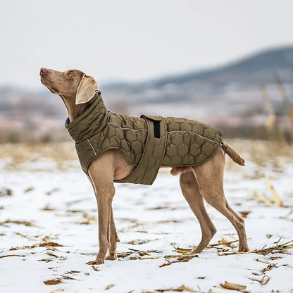 High Neck Thermal Dog Coat With Polar Fleece Lining And Reflective Winter Safety Jacket