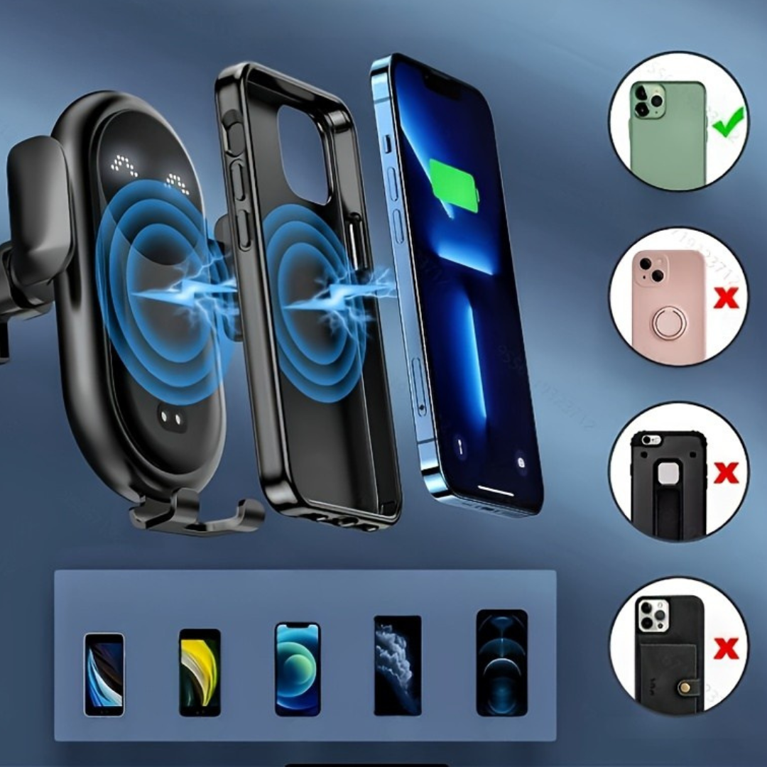 VeloCharge | Smart Wireless Car Phone Holder with Automatic Sensor