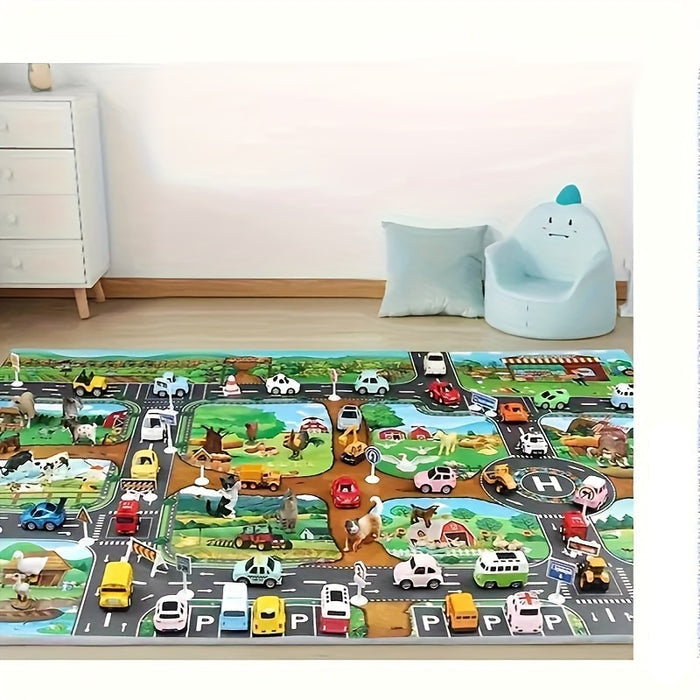 VibrantPlay | Colorful Interactive Children's Farm & Traffic Play Mat