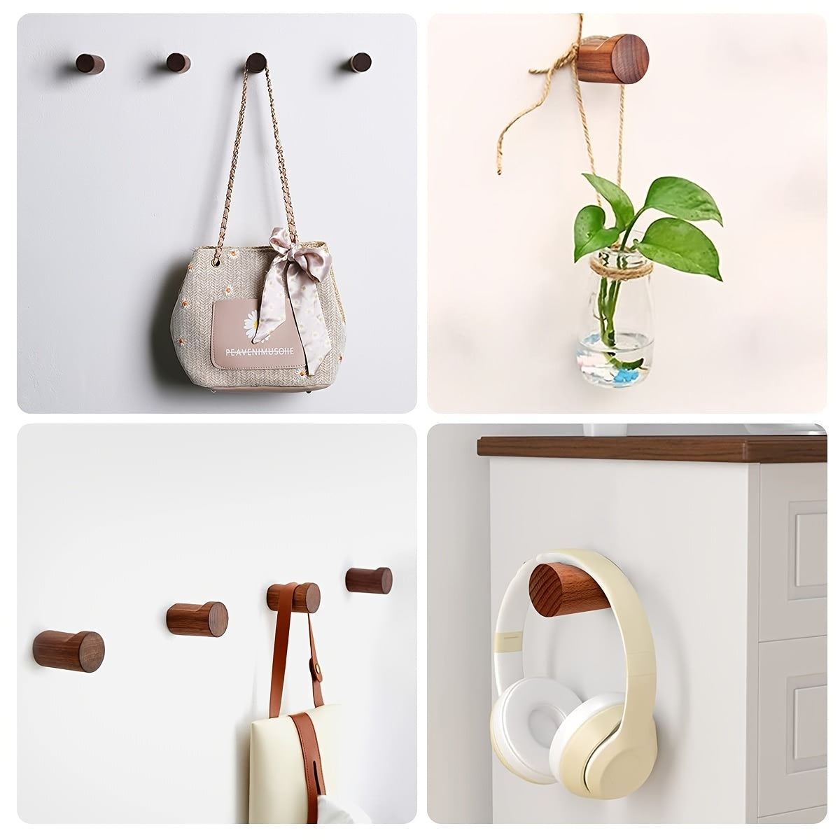WalnutCraft | Elegant Compact Wooden Wall Hook for Coat and Key Storage