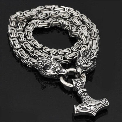 WolfSpirit | Durable Stainless Steel Double-Wolf Head Necklace for Men