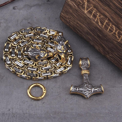 WolfSpirit | Durable Stainless Steel Double-Wolf Head Necklace for Men