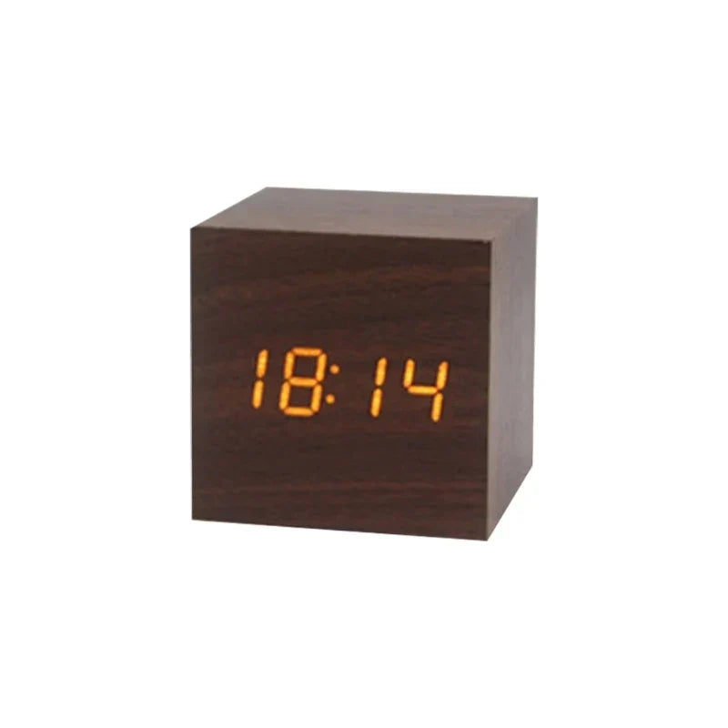 WoodAura | Modern Elegant Digital Alarm Clock with Temperature Display