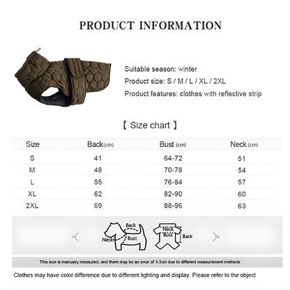 High Neck Thermal Dog Coat With Polar Fleece Lining And Reflective Winter Safety Jacket
