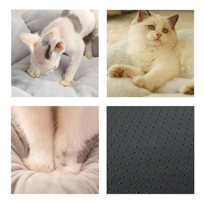 Deep Sleep Flower Shape Cat Bed With Soft Rabbit Fleece And Non-Slip Base