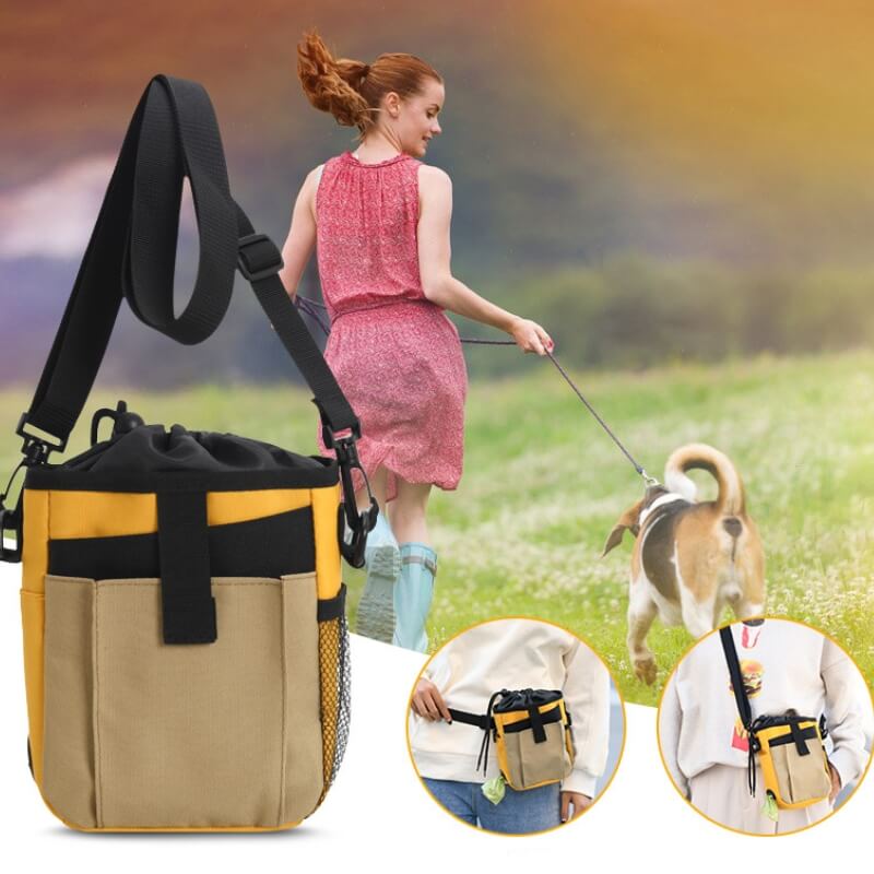 Waterproof Dog Treat Training Bag With Adjustable Strap And Multiple Pockets