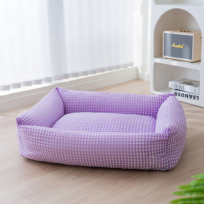 Rectangular Washable Dog Bed With Breathable Fabric And Cushioned Sides