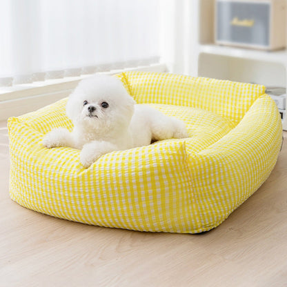 Rectangular Washable Dog Bed With Breathable Fabric And Cushioned Sides