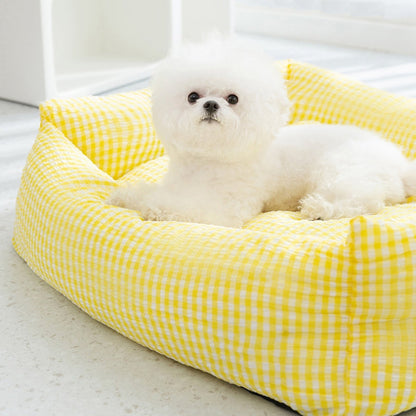 Rectangular Washable Dog Bed With Breathable Fabric And Cushioned Sides