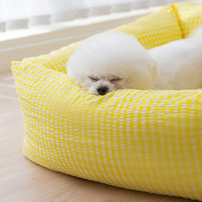Rectangular Washable Dog Bed With Breathable Fabric And Cushioned Sides
