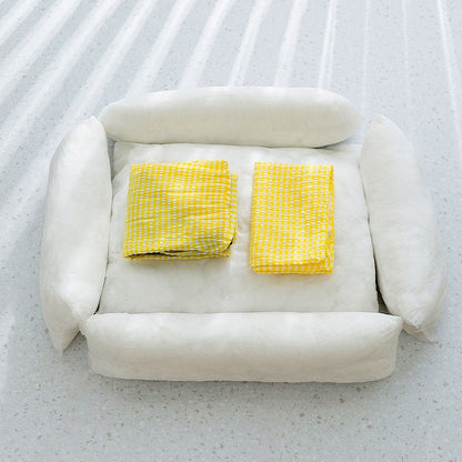 Rectangular Washable Dog Bed With Breathable Fabric And Cushioned Sides