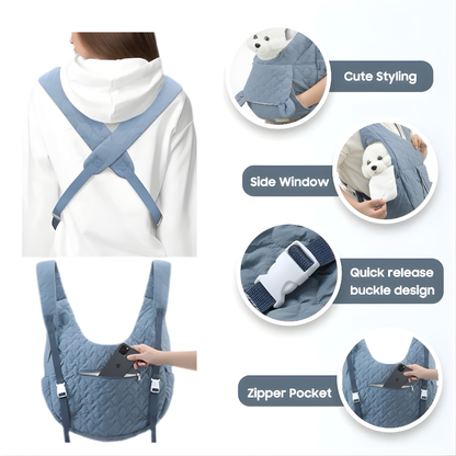 Quilted Thermal Pet Carrier With Kangaroo Pocket For Small Dogs & Cats – Ergonomic Hands-Free Design